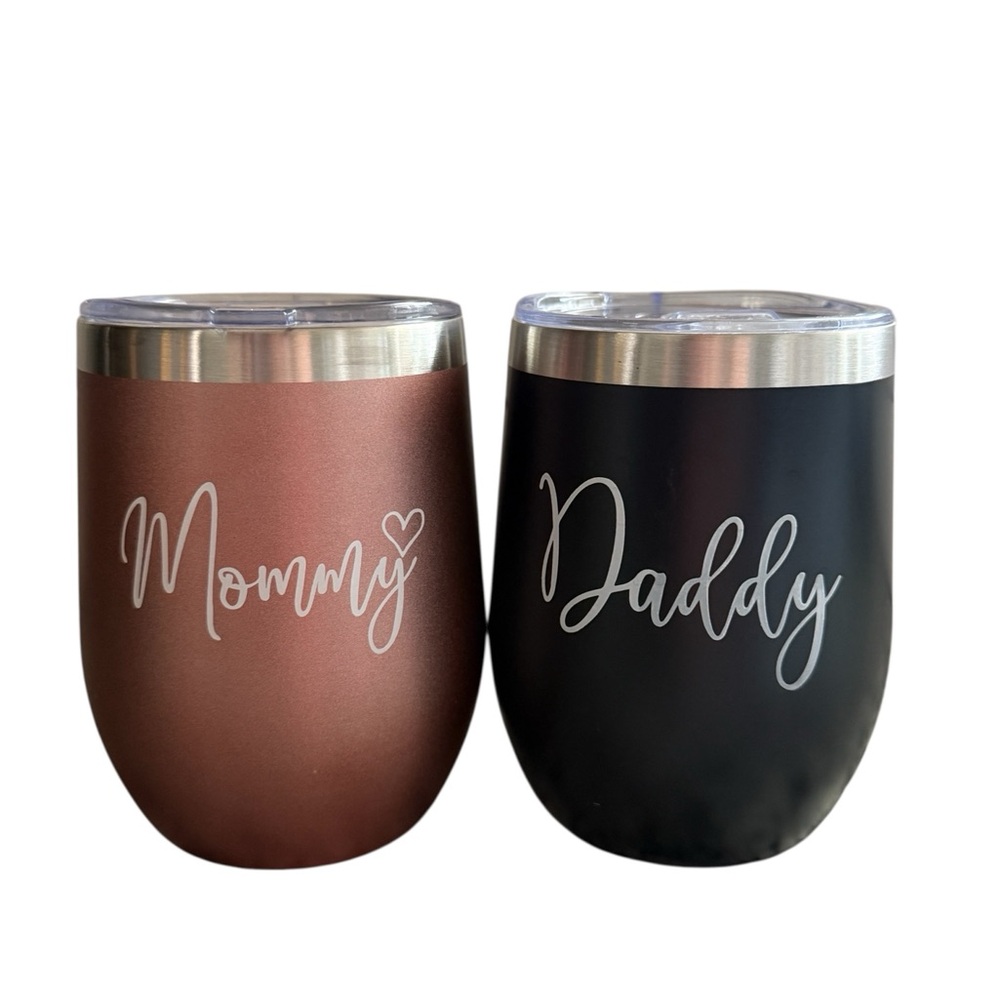 Mommy and Daddy Insulated Tumblers - Black and Brown